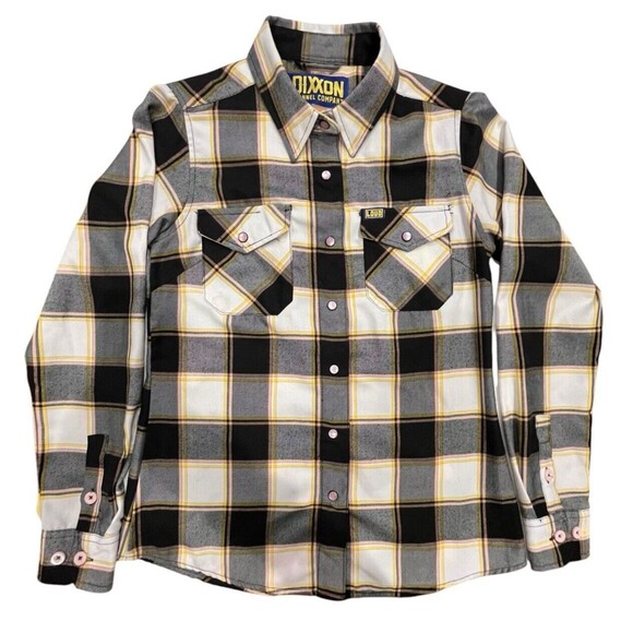 DIXXON Tops - DIXXON Womens Loud Lacquer Flannel Sz S Limited Gold Black Snap buttons NWOT